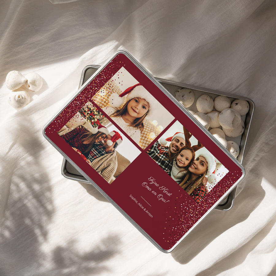 Metalen doos Eindejaar Rechthoek Frame & Glitter foto