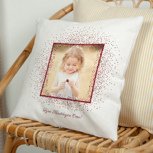 Kussen Eindejaar Natuurlijk beige Frame & Glitter foto