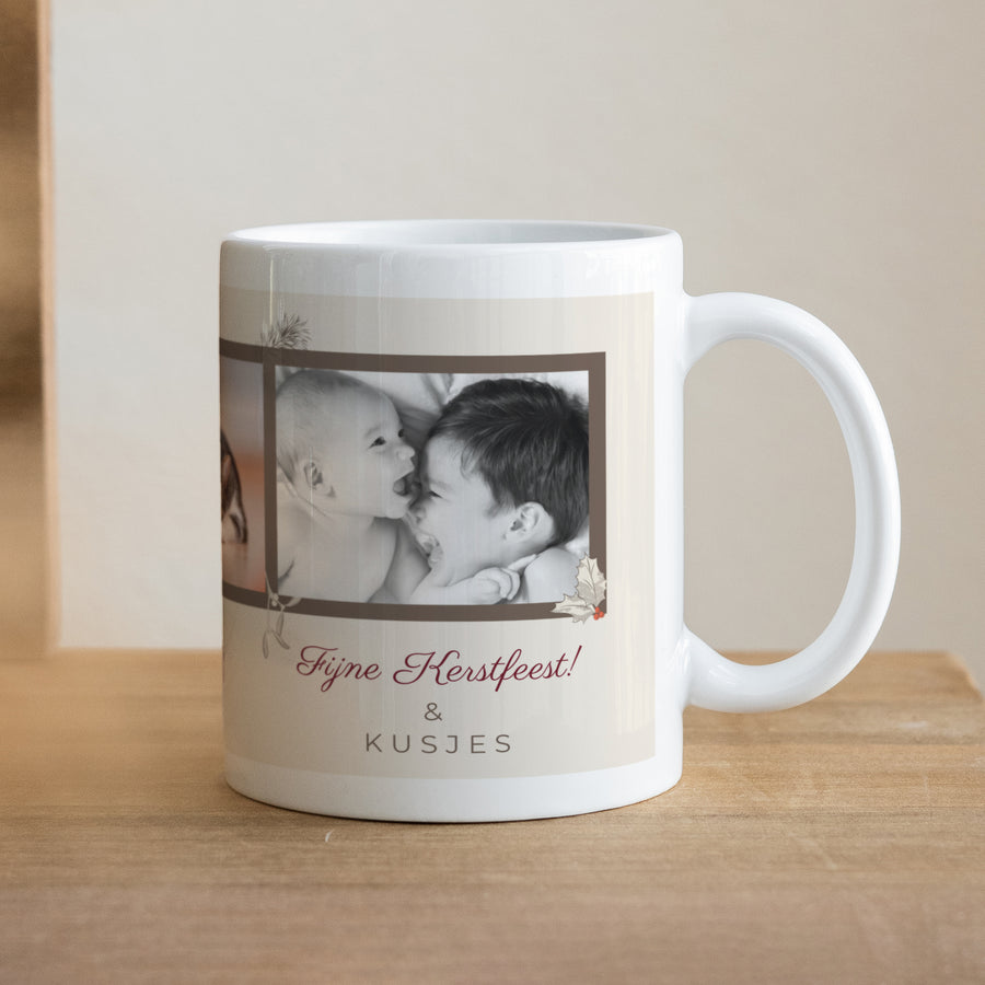 Mok Objecten Wit Kerstbladeren & takken foto