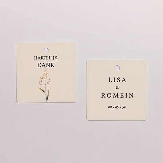 Cadeaulabel Huwelijk Vierkant Mooie twijgen foto
