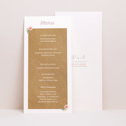Menukaart Huwelijk Panoramisch portret Bloemkroon foto N° 1