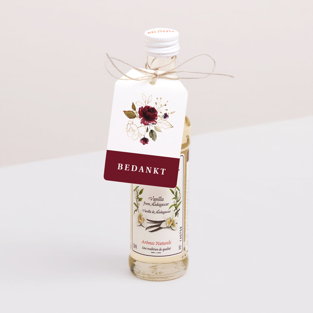 Cadeaulabel Huwelijk Vlag Marsala bloemen foto N° 3