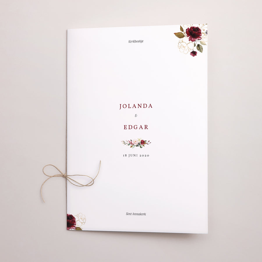 Kerkboekje Huwelijk Dubbele deur Marsala bloemen foto