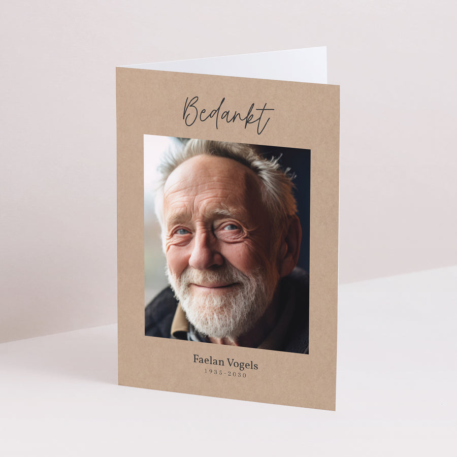 Uitnodigingskaart Overlijden Dubbel portretvenster Rustig foto
