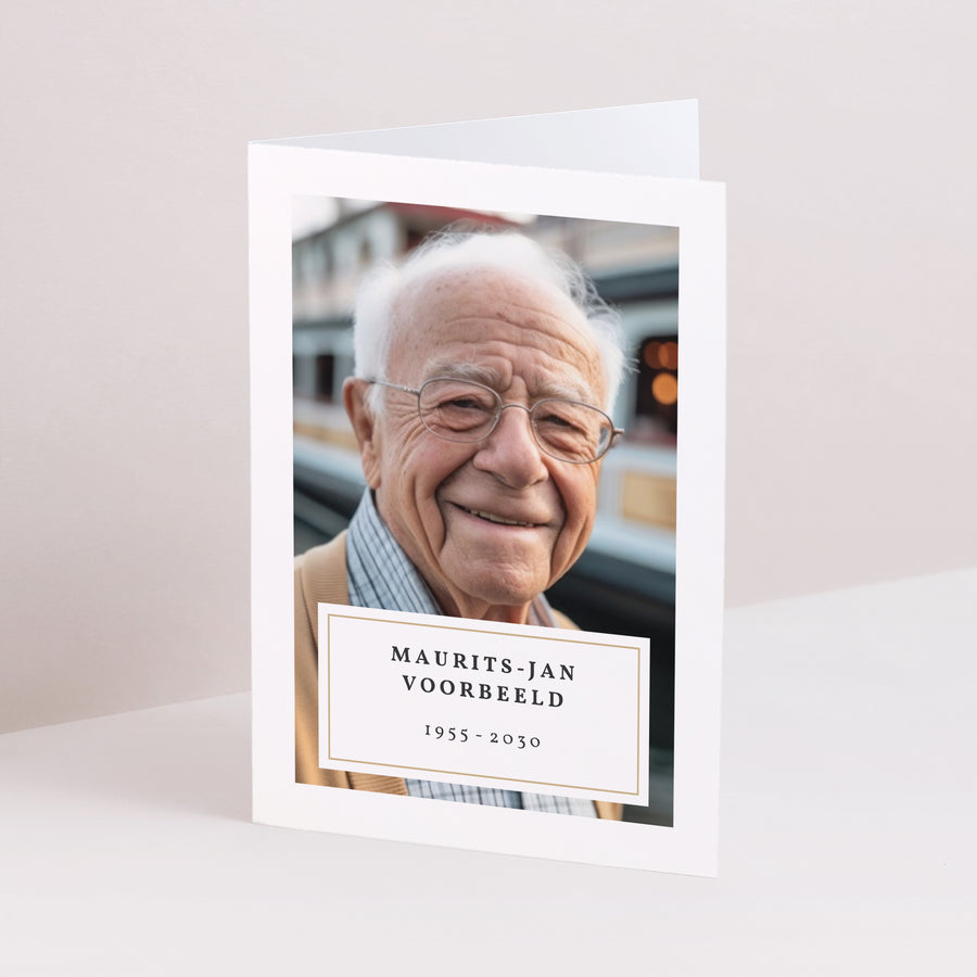 Uitnodigingskaart Overlijden Dubbel portretvenster Portret van de Herinnering foto