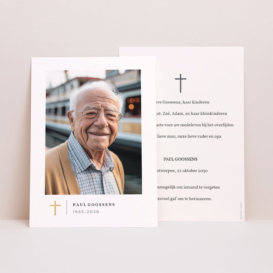 Condoleancekaart Overlijden Croix dorée foto