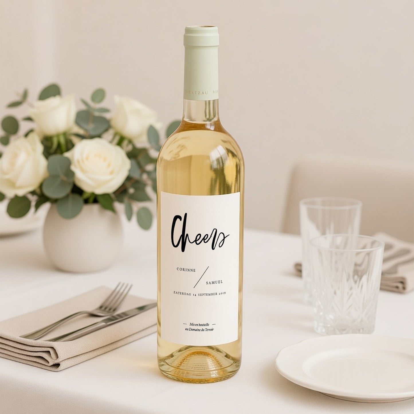 Flesetiket Huwelijk Portret Penseeleffect foto N° 2