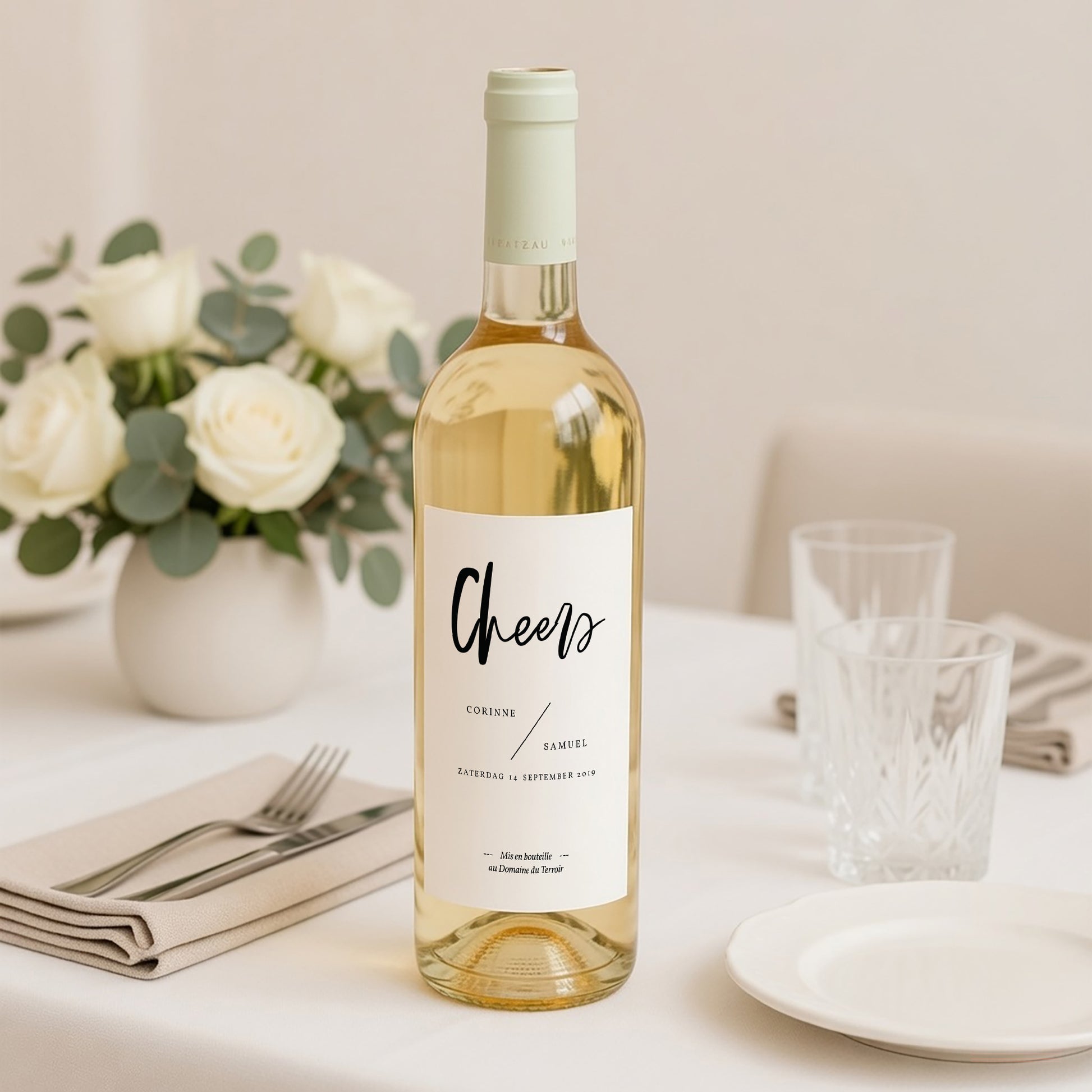 Flesetiket Huwelijk Portret Penseeleffect foto N° 2