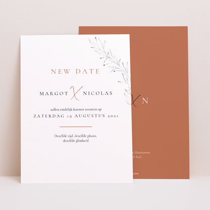 Uitnodigingen Huwelijk Portret Kaneel kalligrafie foto N° 1