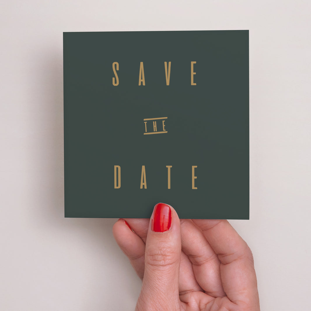 Save the date kaart Huwelijk Vierkant Groen & Kraft foto N° 2