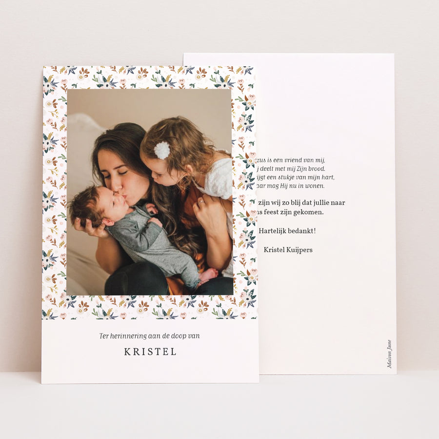 Bedankkaart Doop Portret Liberty Kinfolk foto