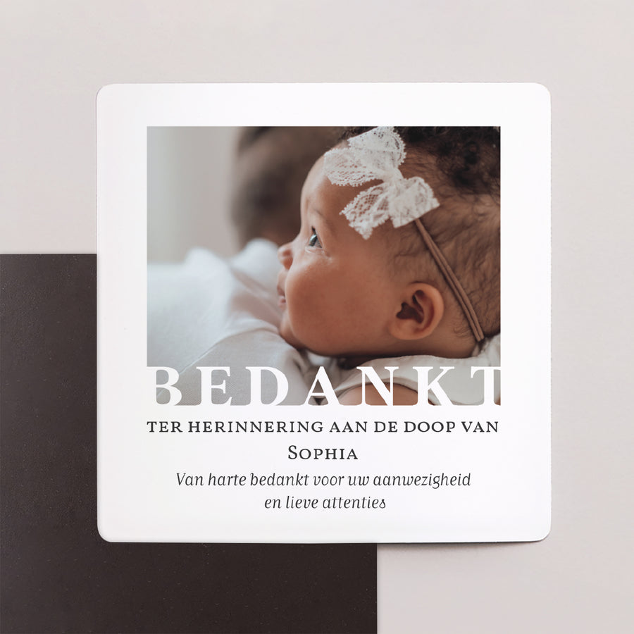 Bedankkaart Doop Set van 9, magnetisch. grafisch foto