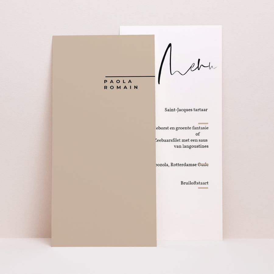 Menukaart Huwelijk Panoramisch portret Typo Manuscrite foto