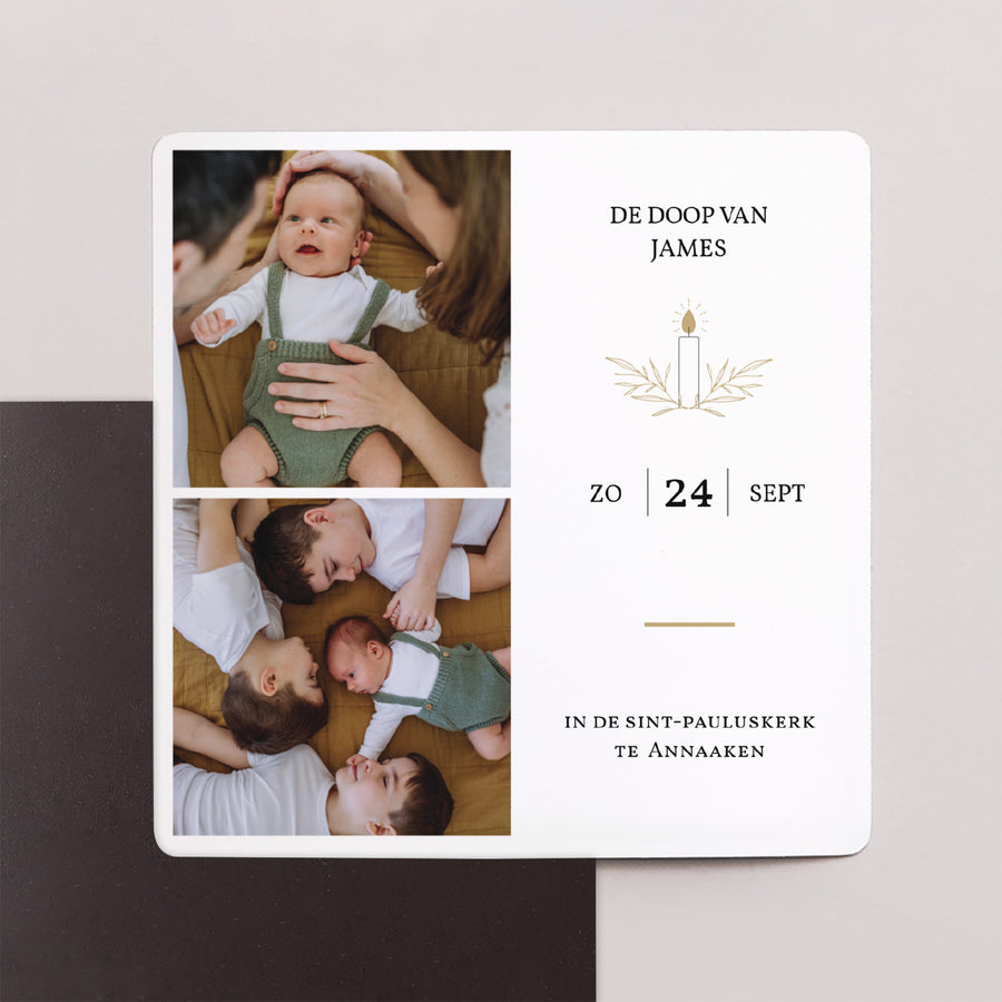 Uitnodigingskaart Doop Set van 9, magnetisch. Helder foto