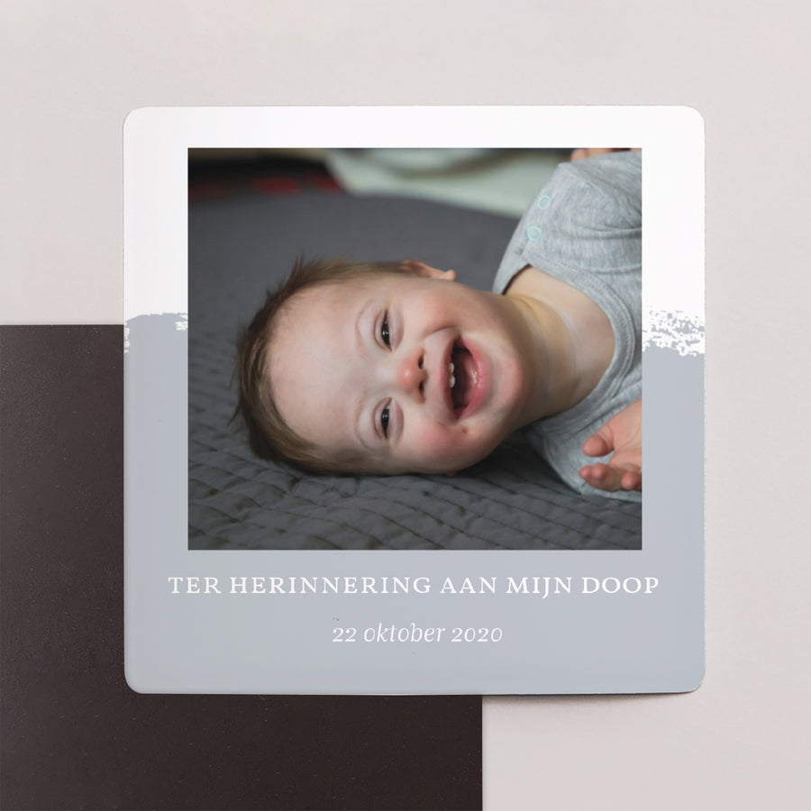 Bedankkaart Doop Set van 9, magnetisch. Penseeleffect foto