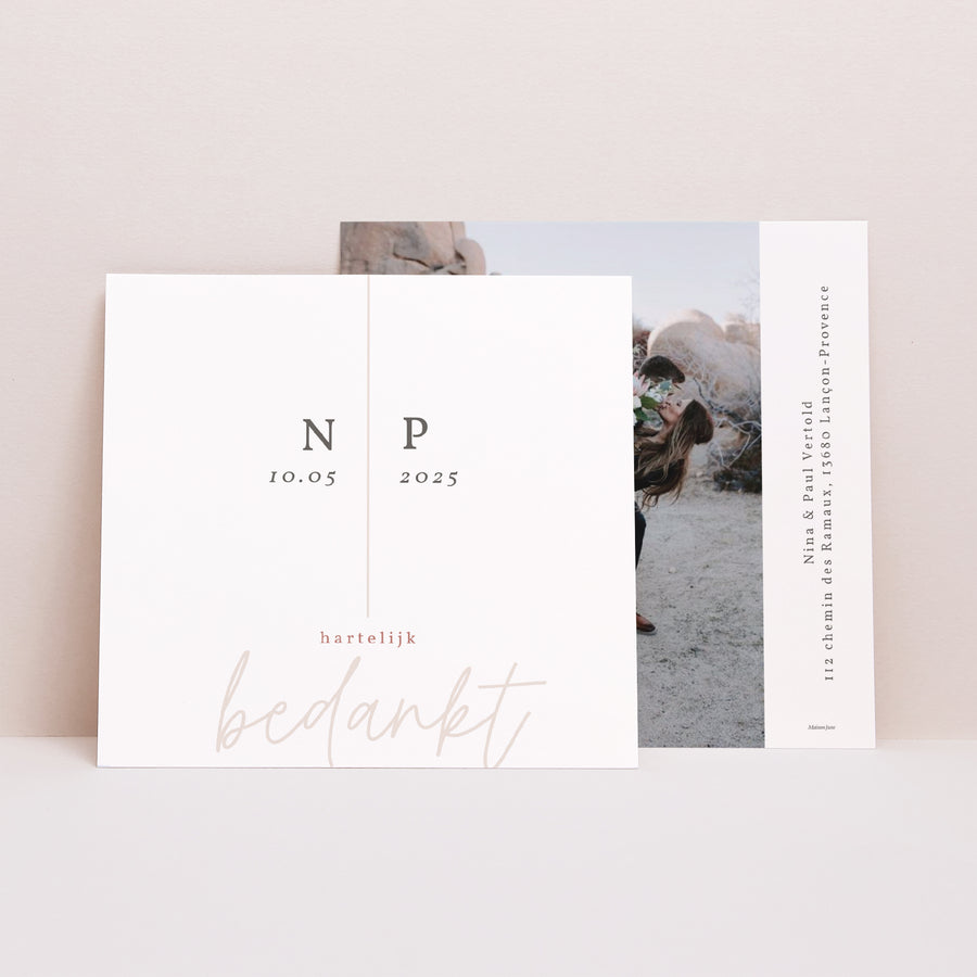 Bedankkaart Huwelijk Vierkant Boheemse geest foto