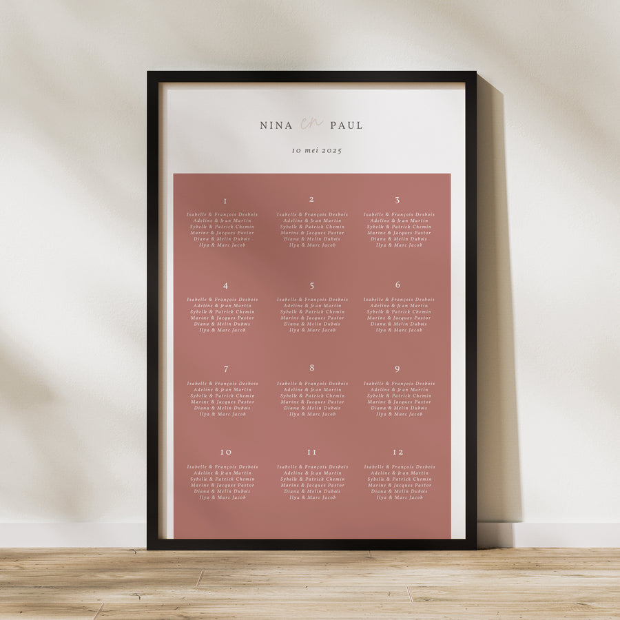 Tafelplan Huwelijk Portret 60 x 90 cm Boheemse geest foto