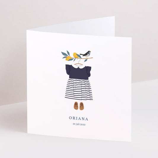 Uitnodigingskaart Geboorte Dubbel vierluik Zomerjurk foto