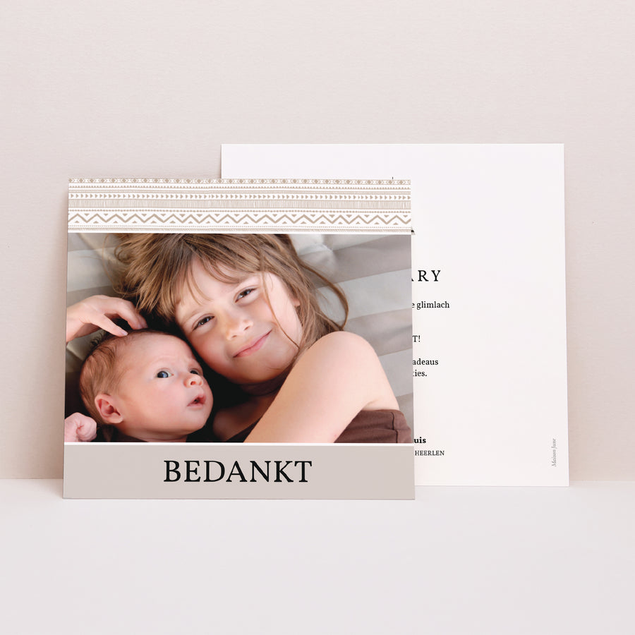 Bedankkaart Geboorte Vierkant Indiaanse tipi foto