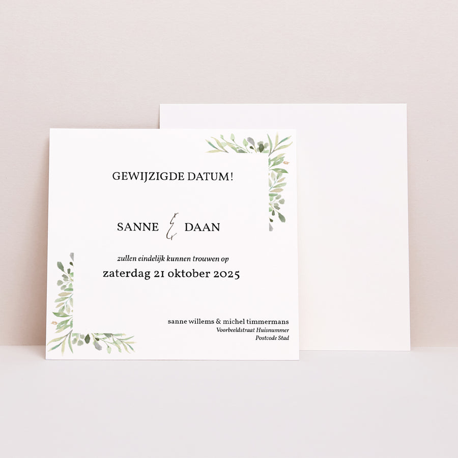 Uitnodigingen Huwelijk Vierkant Looflijst foto