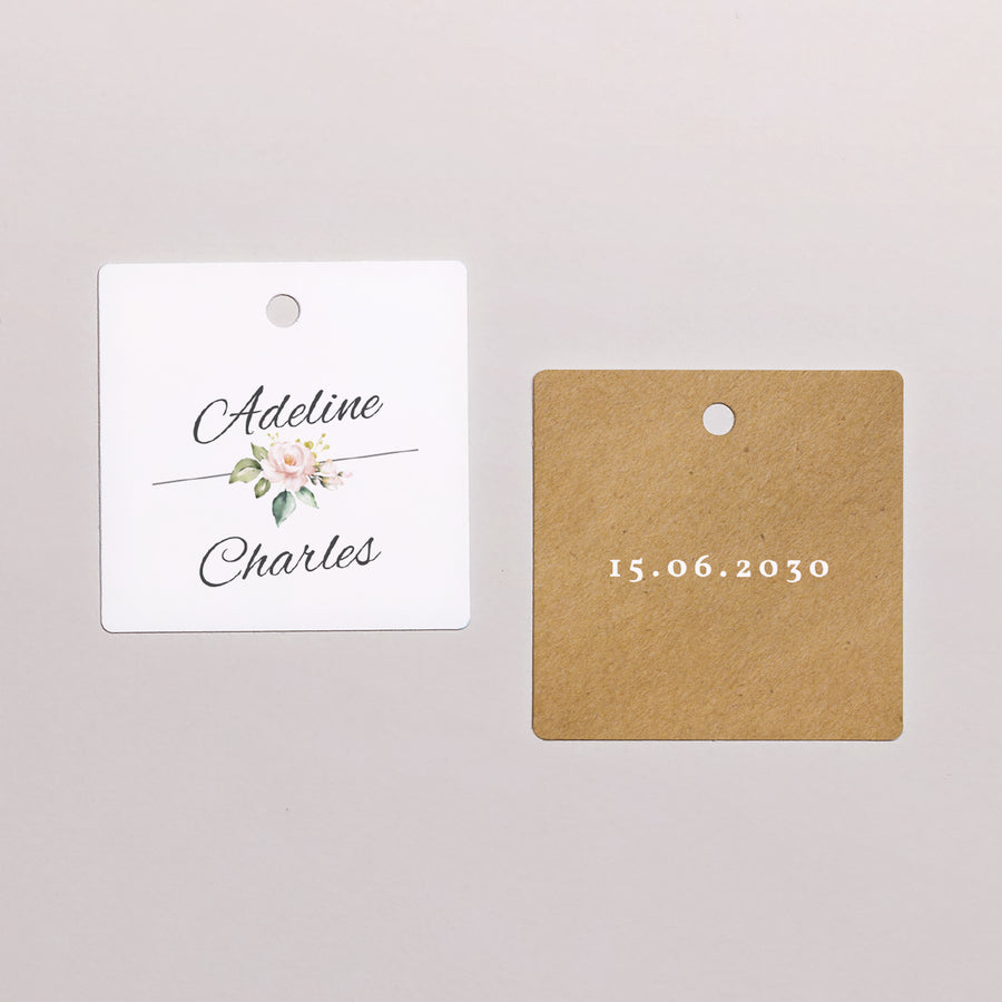 Cadeaulabel Huwelijk Vierkant Romantische kraft foto