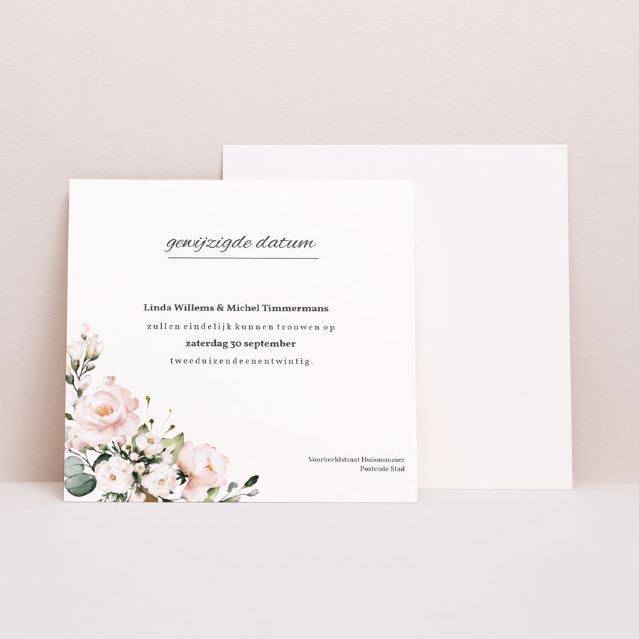 Uitnodigingen Huwelijk Vierkant Romantische kraft foto