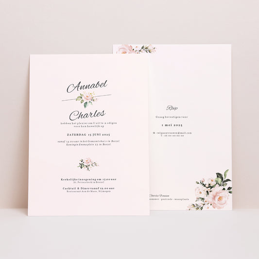 Uitnodigingskaart Huwelijk Romantische kraft foto