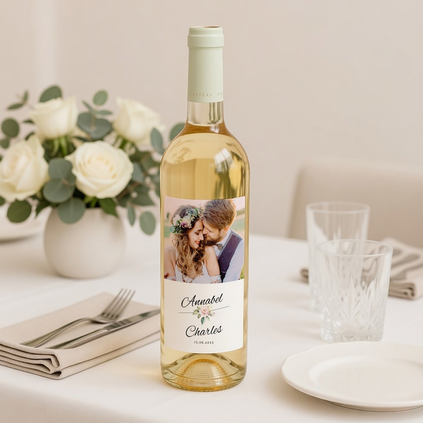 Flesetiket Huwelijk Portret Romantische kraft foto N° 2