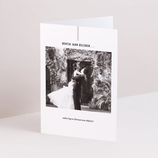 Uitnodigingen Huwelijksverjaardag Dubbel portretvenster Hernieuwing geloften foto