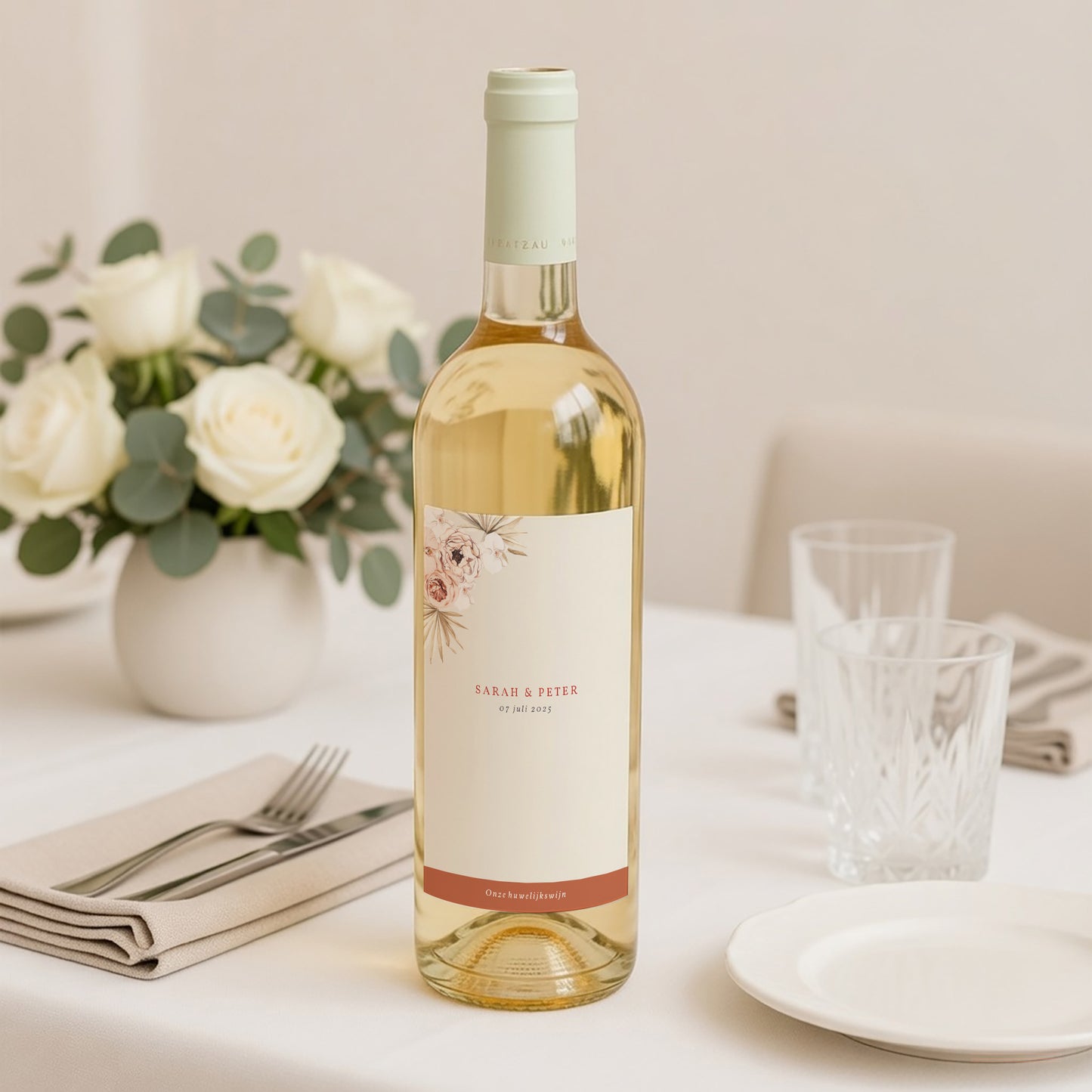 Flesetiket Huwelijk Portret Vierkant Bohemen foto N° 2