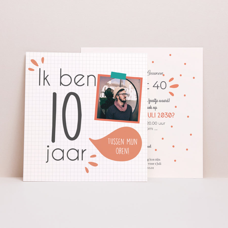 Uitnodigingen Verjaardag Volwassene Vierkant Ik ben 10 jaar oud foto