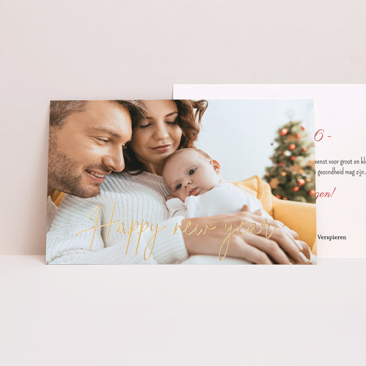 Wenskaart Eindejaar Landschap Gelukkig nieuwjaar II foto