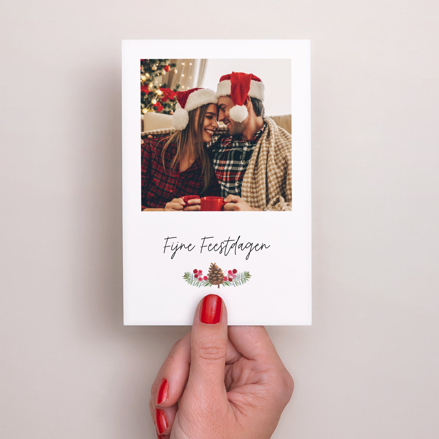 Kerstkaart Eindejaar Portret Fijne feestdagen foto en bos foto N° 2