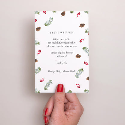 Kerstkaart Eindejaar Portret Fijne feestdagen foto en bos foto N° 3