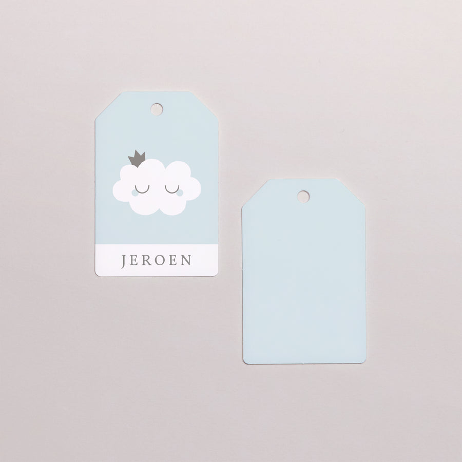 Cadeaulabel Geboorte Vlag Kleine blauwe wolk foto