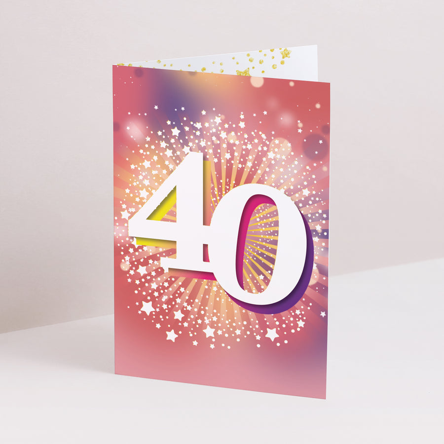 Uitnodigingen Verjaardag Volwassene Dubbel portretvenster 40 jaar, Feestelijk, Vernis foto