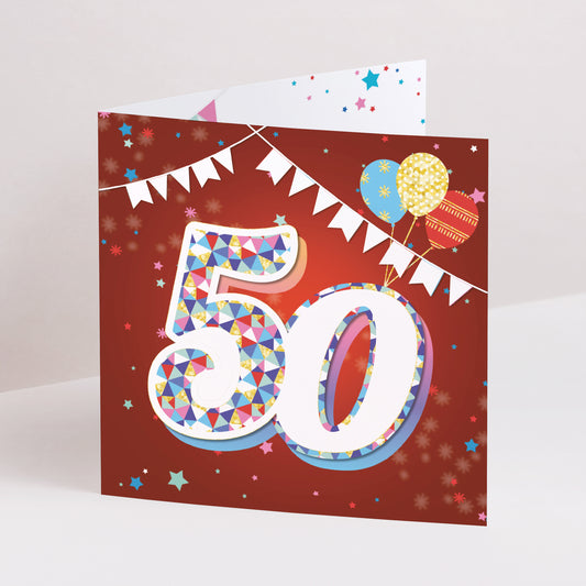 Uitnodigingen Verjaardag Volwassene Dubbel vierluik 50 jaar, Circus, Vernis foto