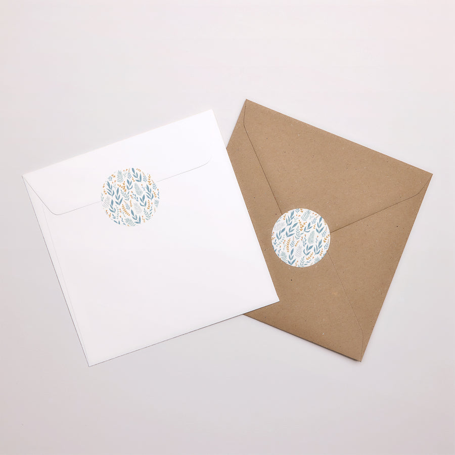 Sticker Doop Cirkel Duif, gebloemde hoofdband, blauw foto