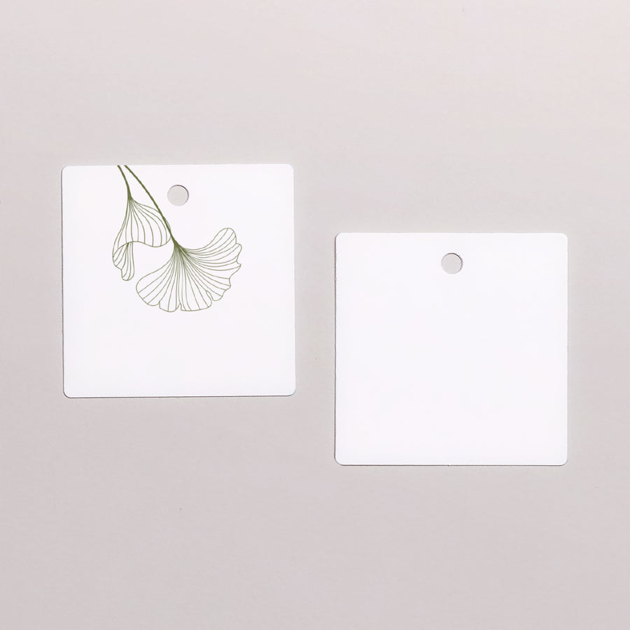 Cadeaulabel Huwelijk Vierkant Ginkgo Biloba, Gouden bladeren foto