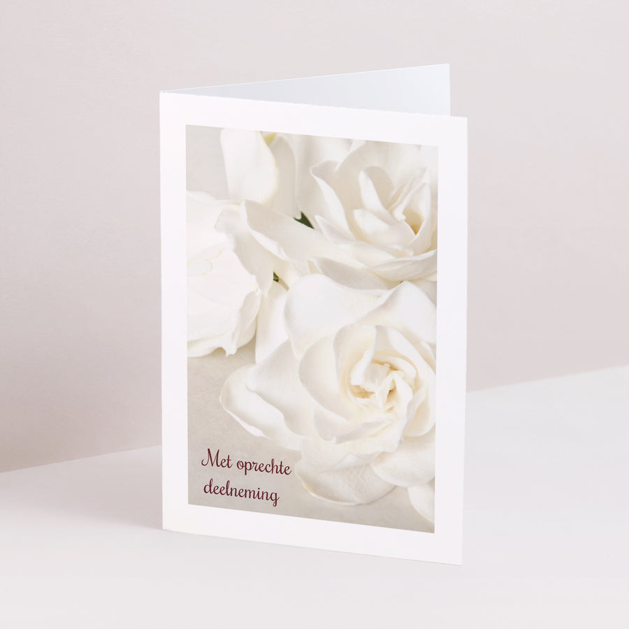 Condoleancekaart Overlijden Dubbel portretvenster Witte Bloemen foto