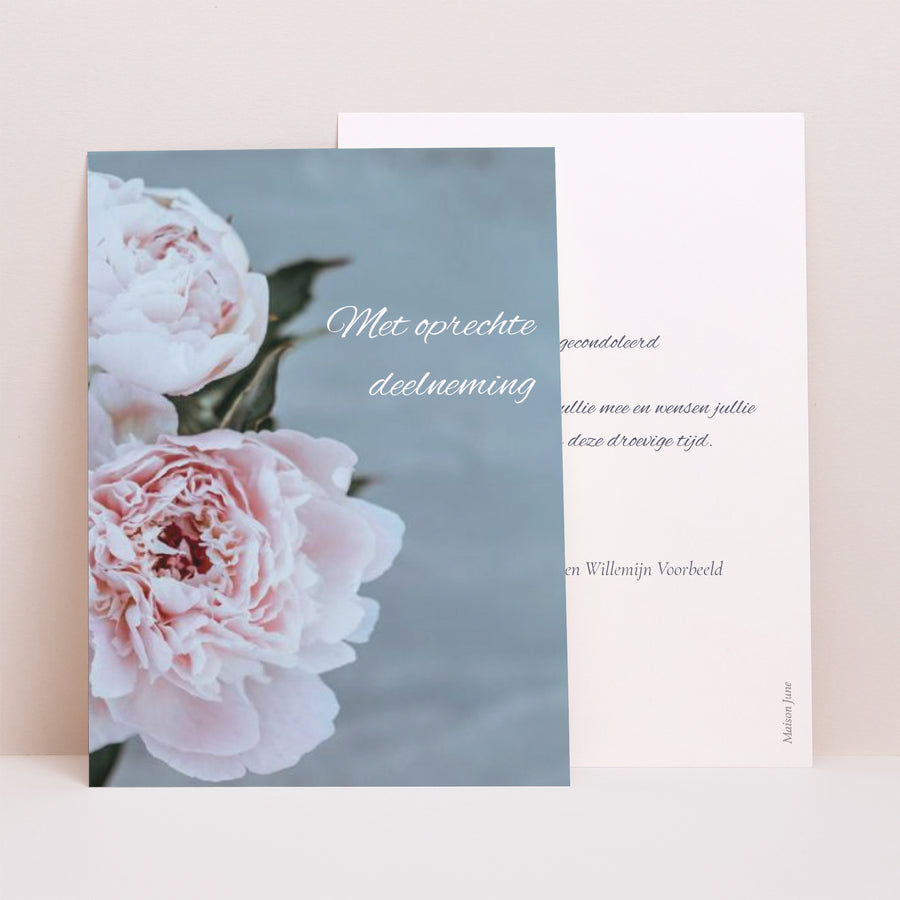 Condoleancekaart Overlijden Portret Pioenen van het hart foto