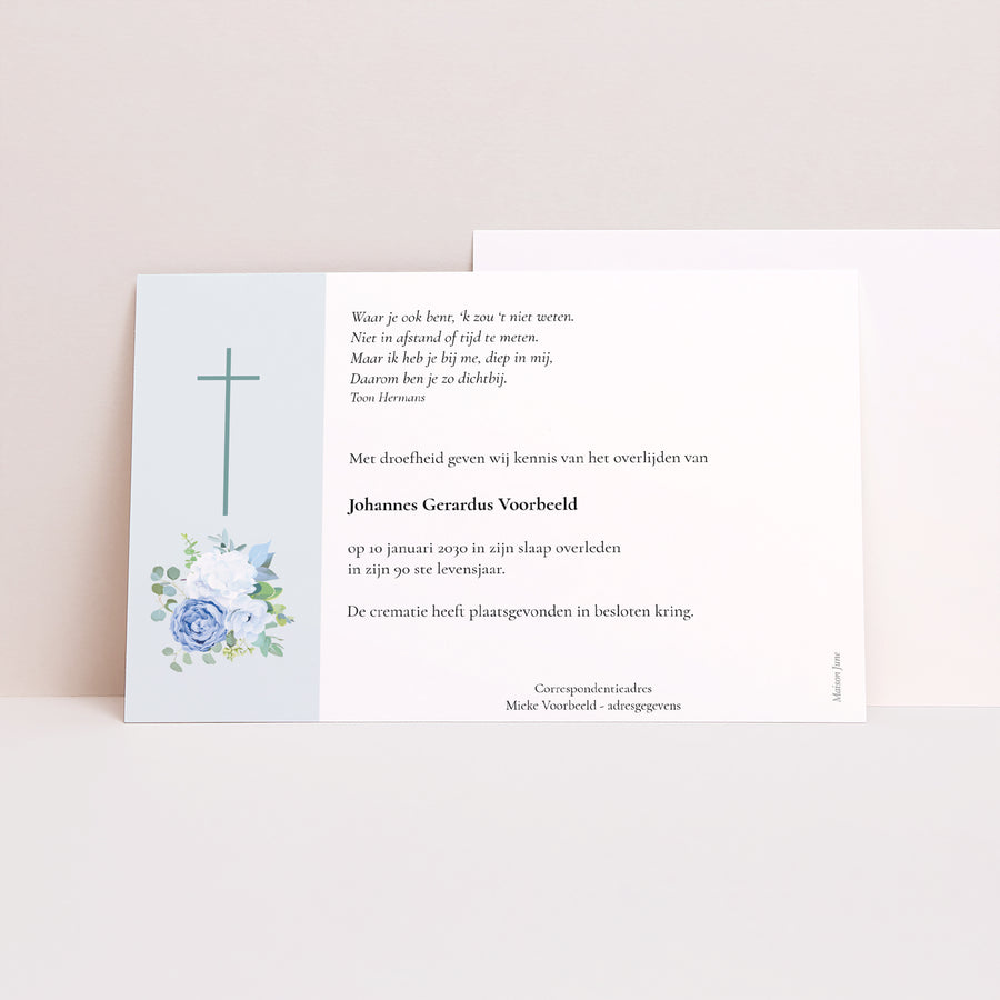 Uitnodigingskaart Overlijden Landschap Bloemen van zuiverheid foto