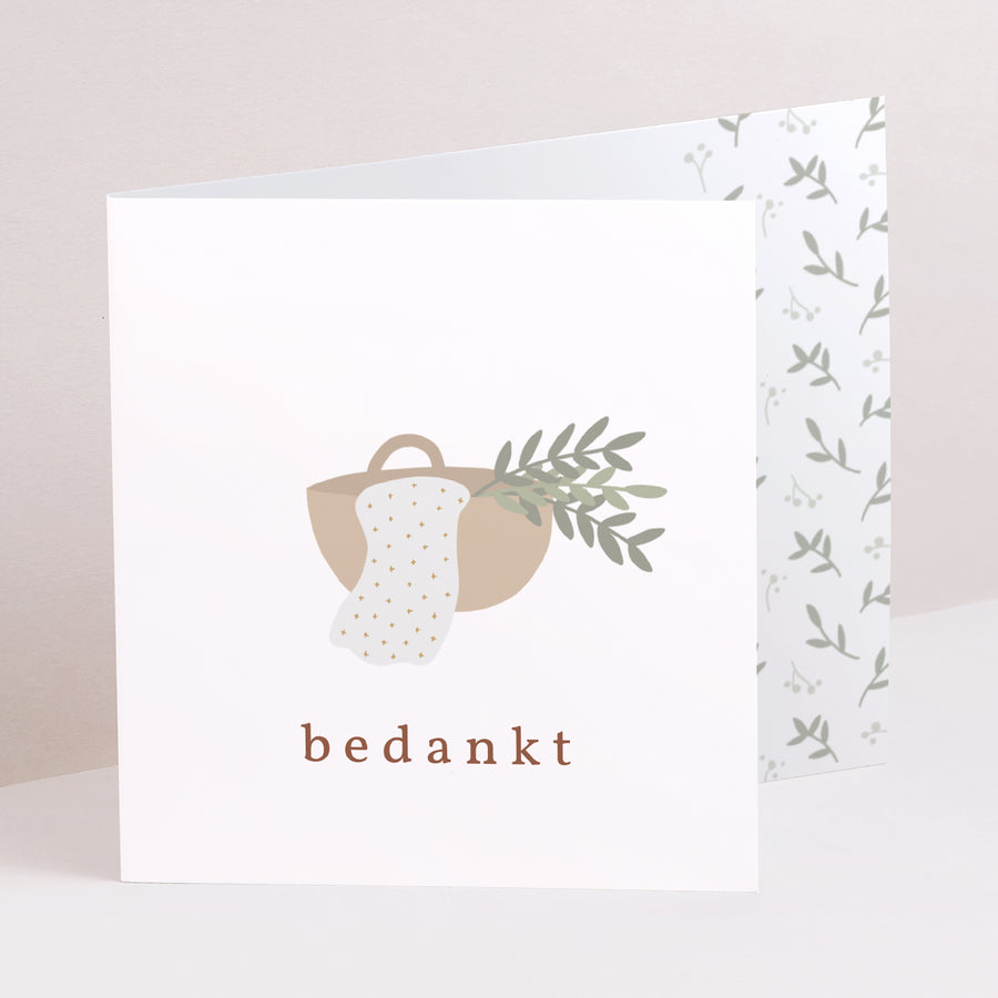 Bedankkaart Geboorte Twee asymmetrische panelen Brin de bonheur, Vert tendre foto