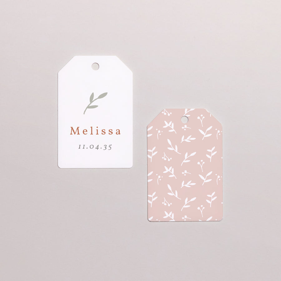 Cadeaulabel Geboorte Vlag Brin de bonheur, rose tendresse foto