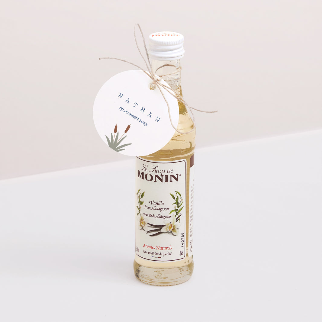 Cadeaulabel Doop Ronde Zwaan en kleine jongen foto N° 3