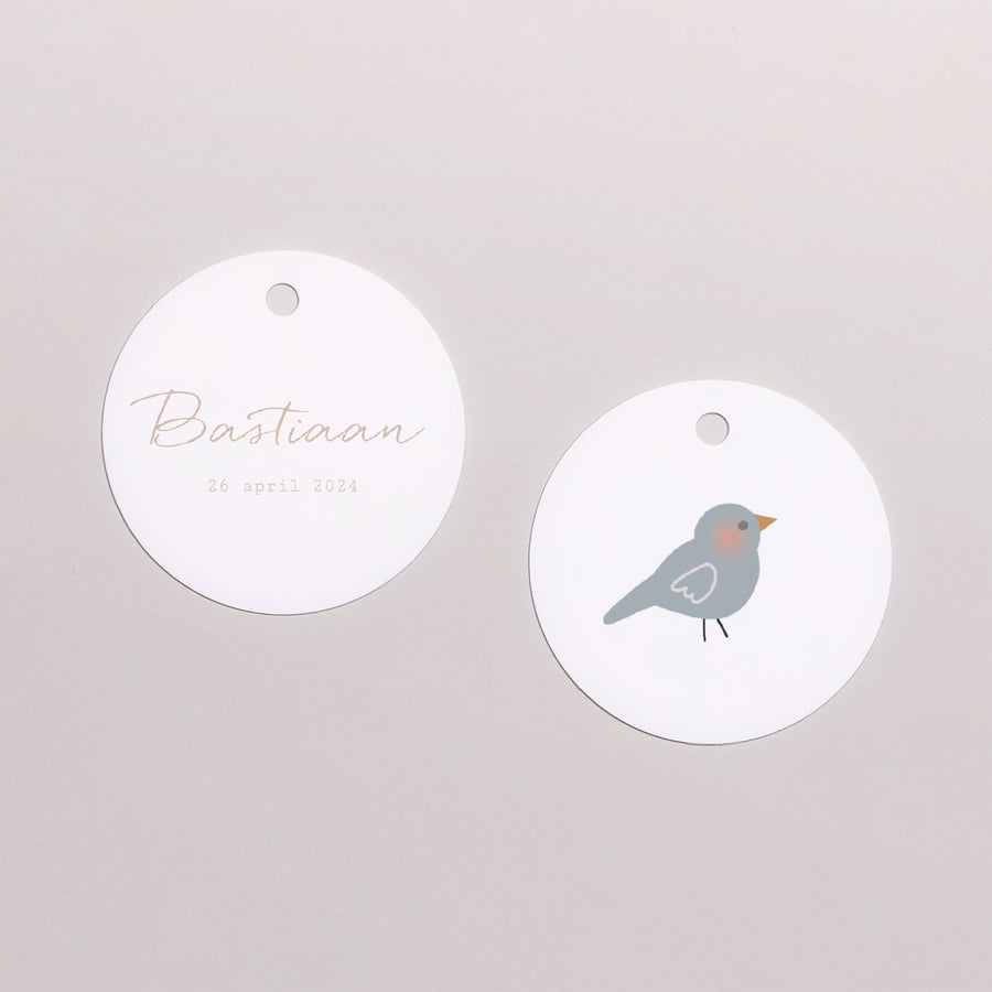 Cadeaulabel Doop Ronde Bloesje voor kleine jongen foto