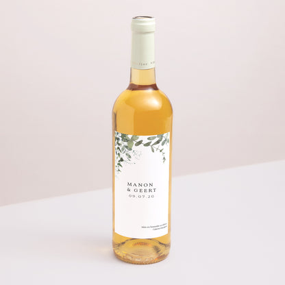 Flesetiket Huwelijk Portret Bloemen en eucalyptus foto N° 1