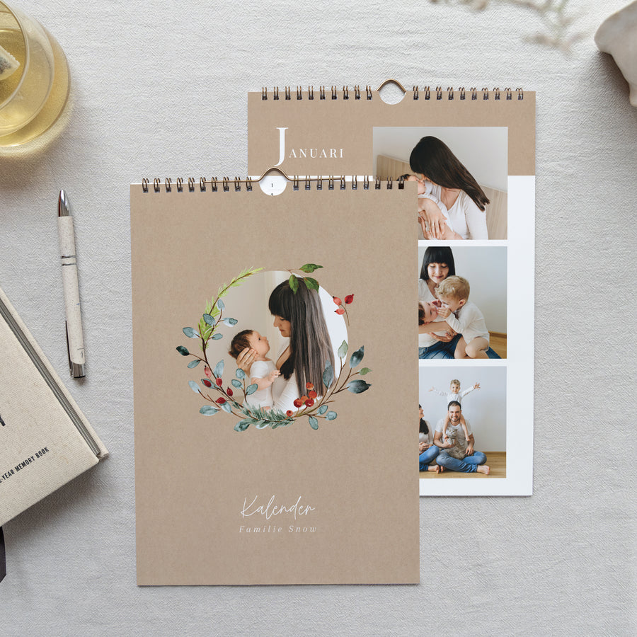 Kalender Eindejaar Muurschildering A4 Kerstkrans III foto