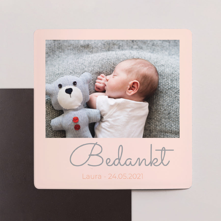 Bedankkaart Geboorte Set van 9, magnetisch. Geboorte van de wortelkat foto