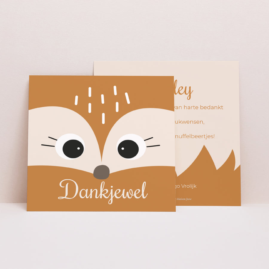 Bedankkaart Geboorte Vierkant geboorte van vossenwortel foto